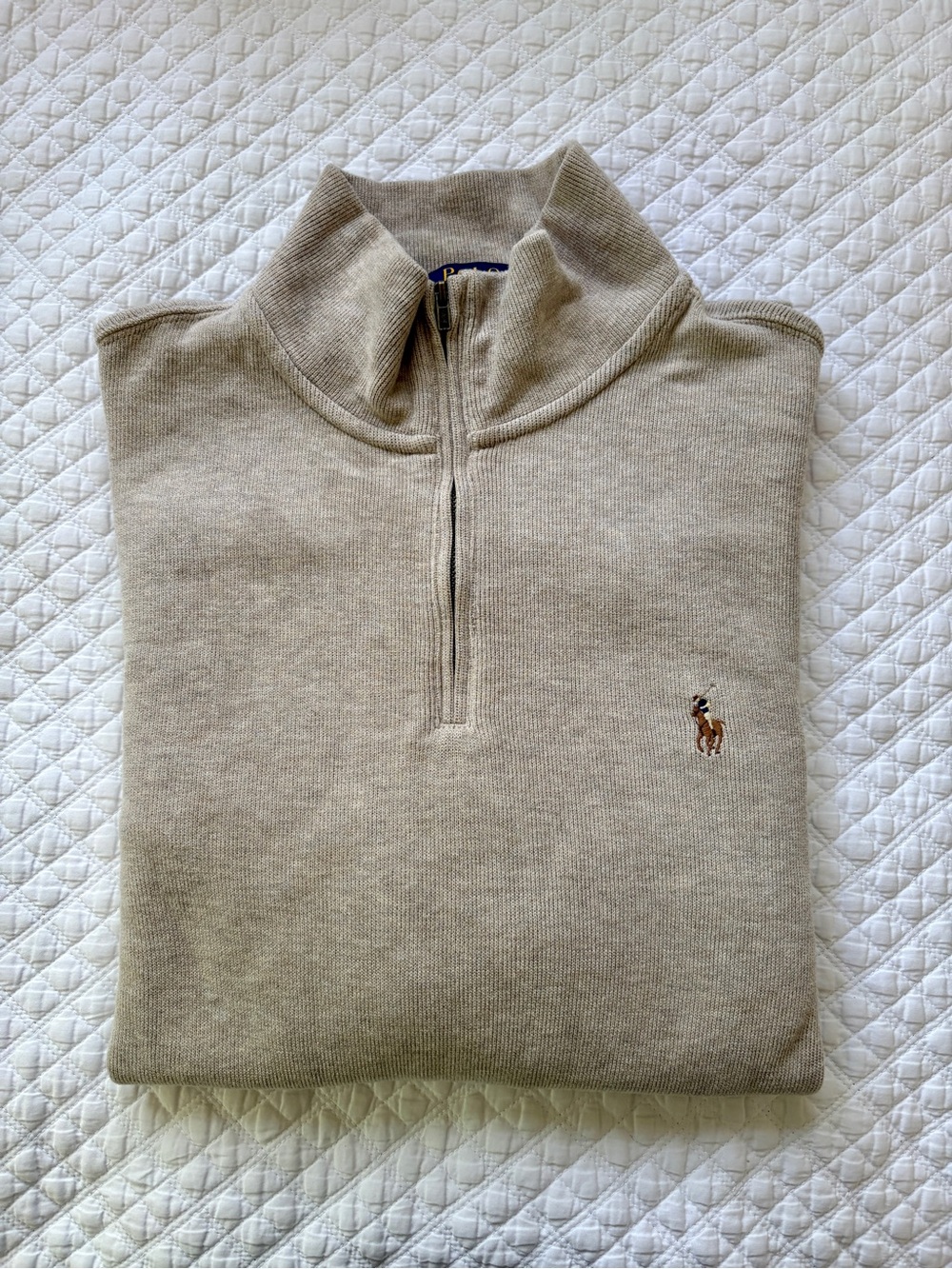 Ralph Lauren Light Beige Half-Zip Cotton Sweater